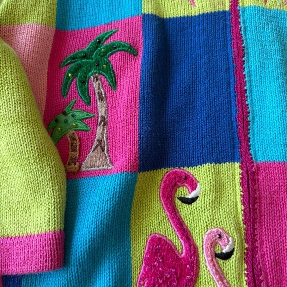 Jack B Quick Women’s Flamingo Pink Colorblock Sweater Pearl Embellished Collar - Picture 5 of 12